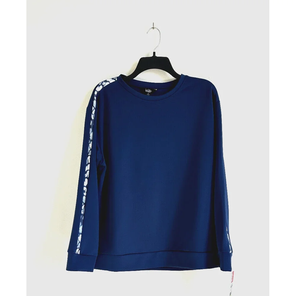 Nicole Miller Sport Women's Striped Activewear Crewneck Sweatshirt Size M $68 - Picture 2 of 8